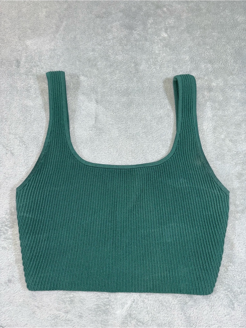 Babaton by Aritzia Sculpt Knit Squareneck Cropped Tank - Emerald Green (Size XS)
